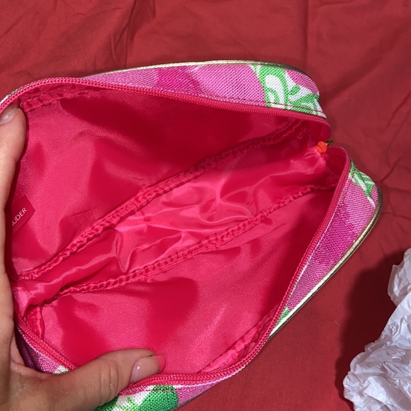Nwot Lilly Pulitzer Make Up Bag Estee Lauder Pink and Green floral - Picture 6 of 9